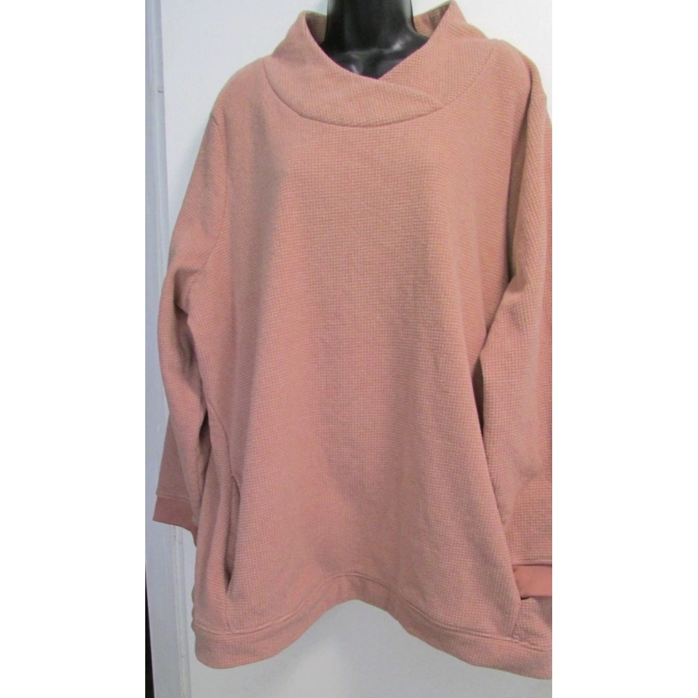 D&CO Denim Company Women's 3X Waffle Knit Pullover Tunic Top Funnel Neck